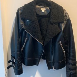 Faux Leather and Shearling Jacket